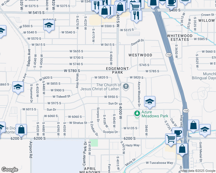 map of restaurants, bars, coffee shops, grocery stores, and more near 5867 South 4090 West in Salt Lake City