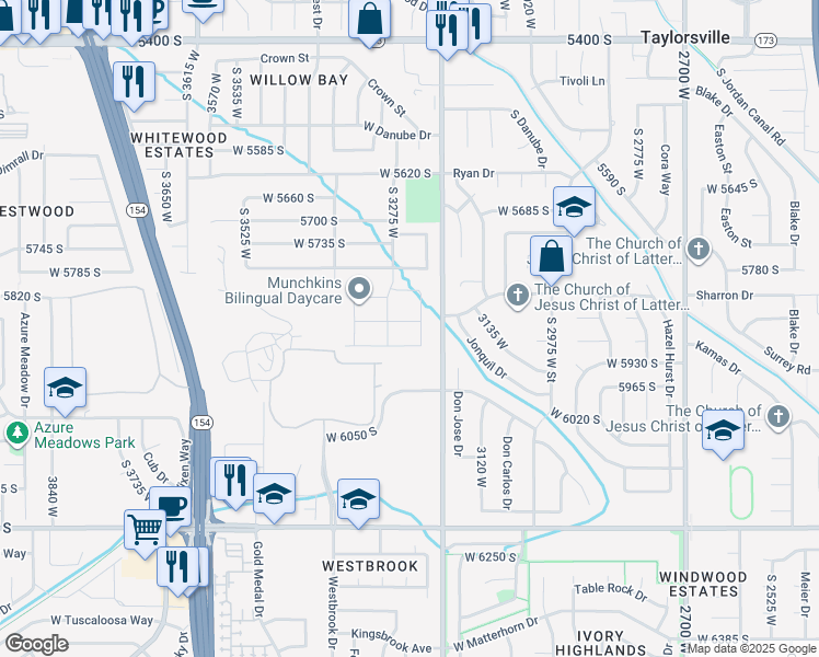 map of restaurants, bars, coffee shops, grocery stores, and more near 3274 West 5900 South in Taylorsville