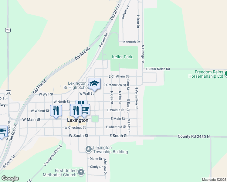 map of restaurants, bars, coffee shops, grocery stores, and more near 208 East Wall Street in Lexington