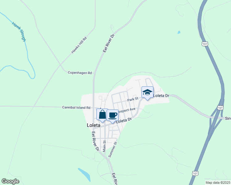 map of restaurants, bars, coffee shops, grocery stores, and more near 768 Scenic Drive in Loleta