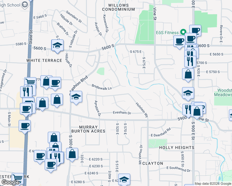 map of restaurants, bars, coffee shops, grocery stores, and more near 517 Holstein Way in Salt Lake City
