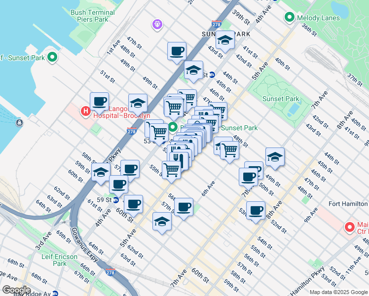 map of restaurants, bars, coffee shops, grocery stores, and more near in Brooklyn