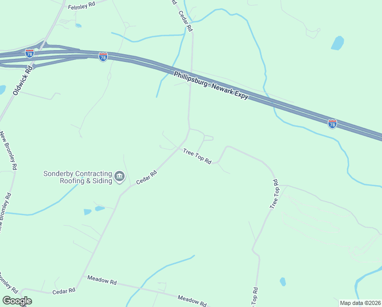 map of restaurants, bars, coffee shops, grocery stores, and more near 50 Tree Top Road in Readington Township
