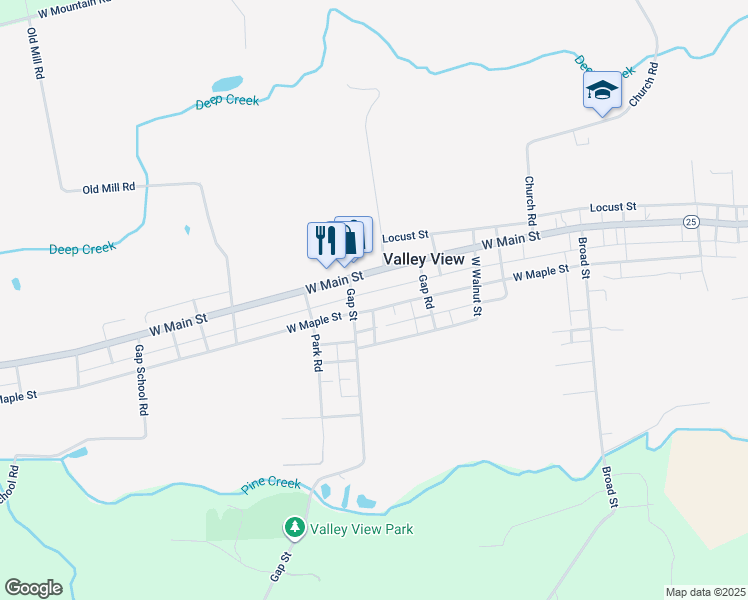 map of restaurants, bars, coffee shops, grocery stores, and more near 1138 West Maple Street in Valley View