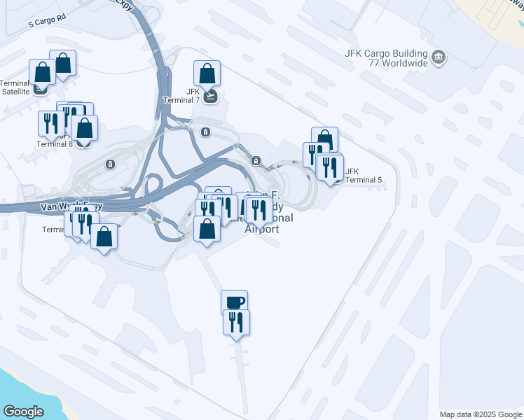 map of restaurants, bars, coffee shops, grocery stores, and more near in Queens