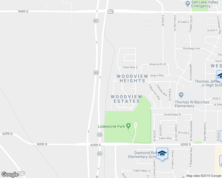 map of restaurants, bars, coffee shops, grocery stores, and more near 5870 South Clear Vista Drive in Kearns