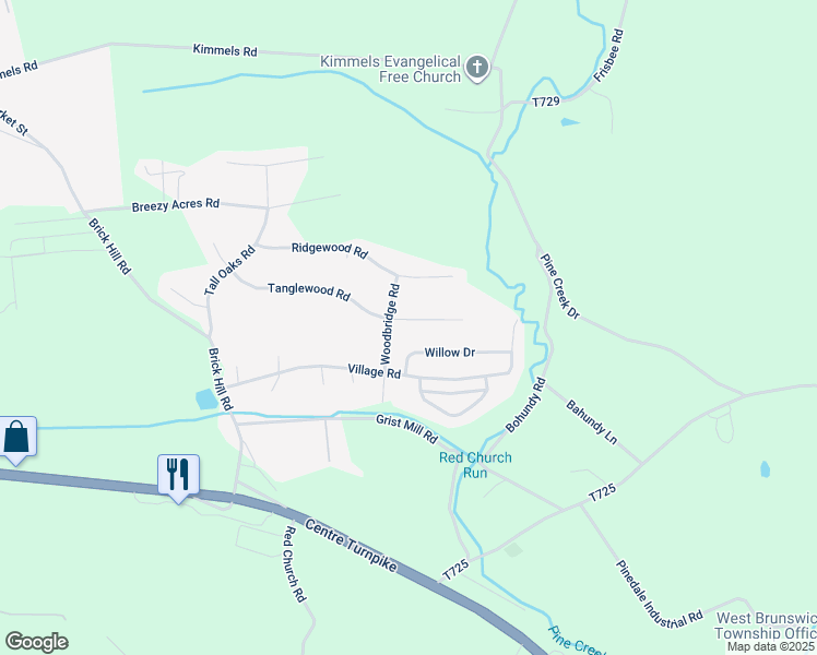 map of restaurants, bars, coffee shops, grocery stores, and more near 1776 Tanglewood Road in Orwigsburg