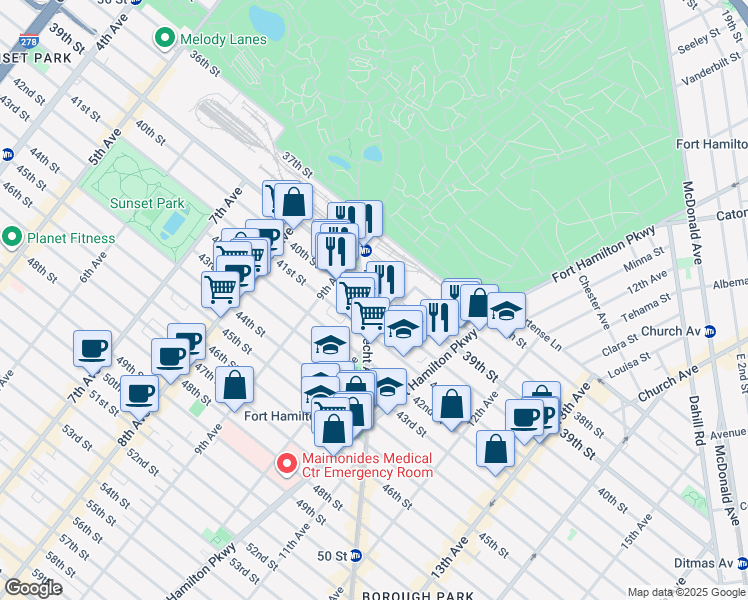 map of restaurants, bars, coffee shops, grocery stores, and more near in Brooklyn