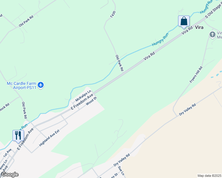 map of restaurants, bars, coffee shops, grocery stores, and more near 980 Vira Road in Lewistown
