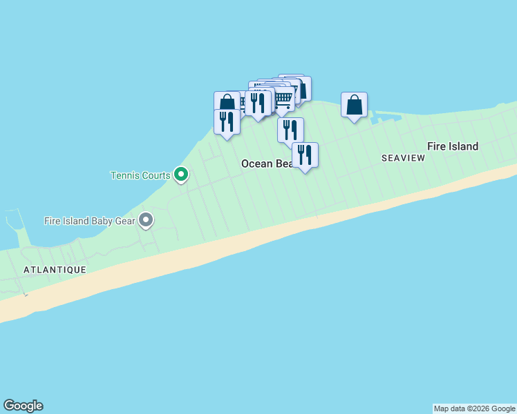 map of restaurants, bars, coffee shops, grocery stores, and more near 253 Wilmot Road in Ocean Beach