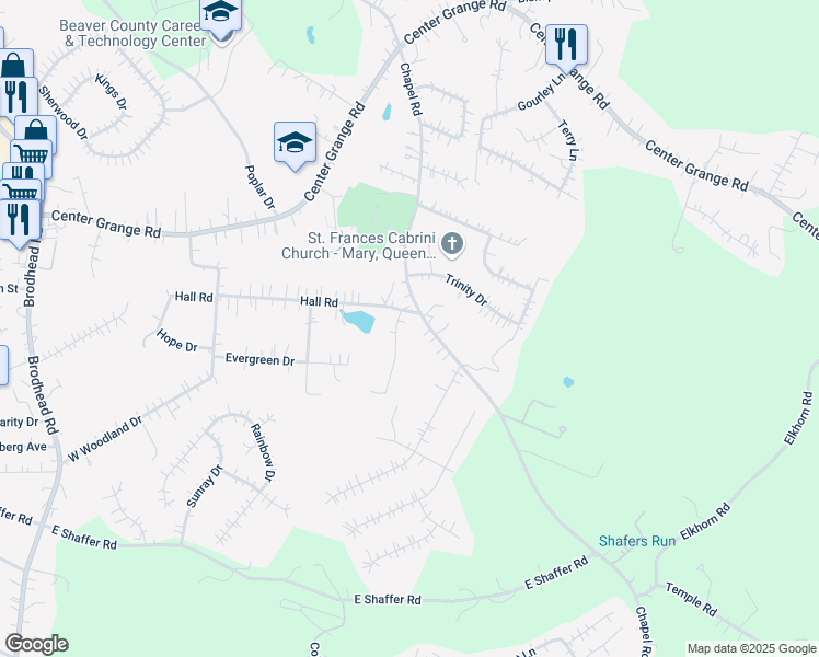 map of restaurants, bars, coffee shops, grocery stores, and more near 761 Chapel Road in Aliquippa