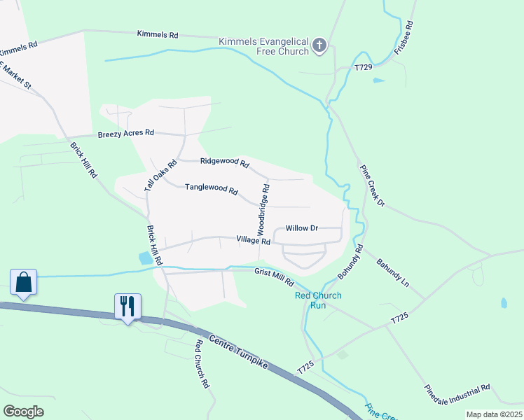 map of restaurants, bars, coffee shops, grocery stores, and more near 1776 Tanglewood Road in Orwigsburg