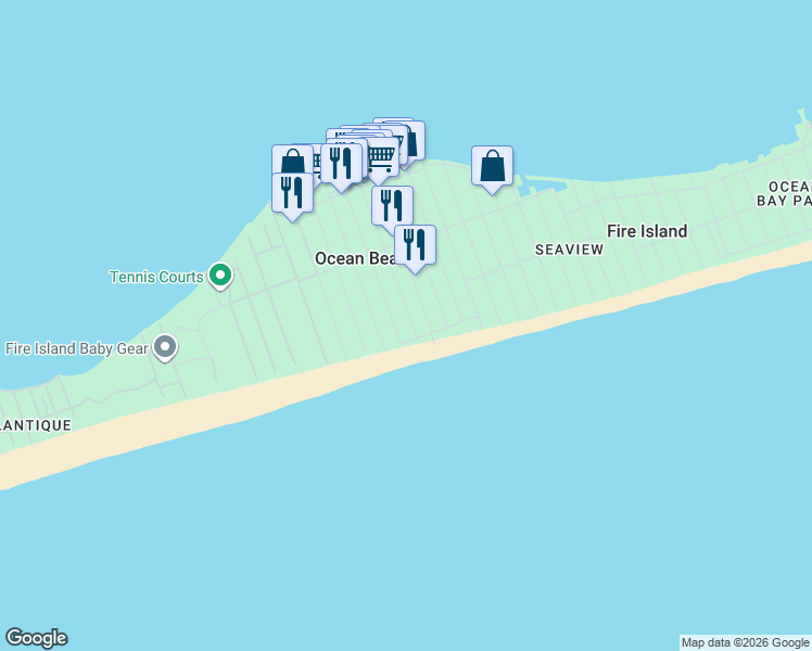 map of restaurants, bars, coffee shops, grocery stores, and more near 532 Bayberry Walk in Ocean Beach