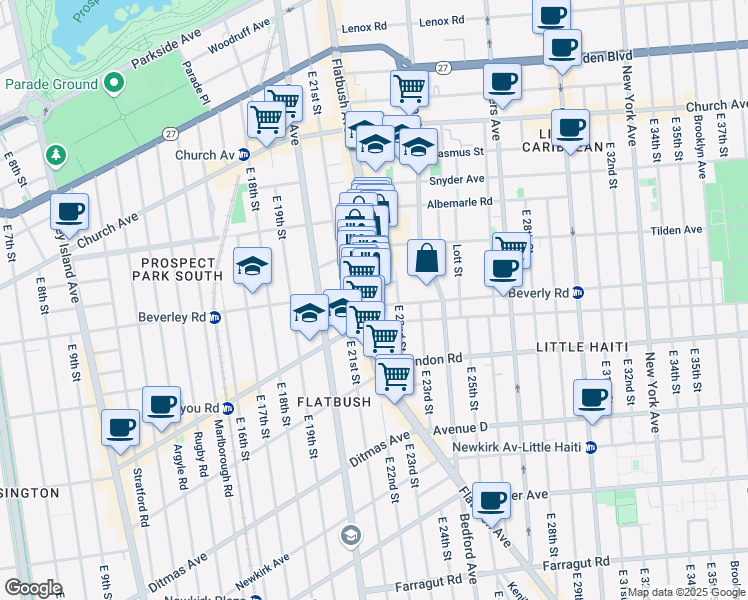 map of restaurants, bars, coffee shops, grocery stores, and more near 15 Duryea Place in Brooklyn