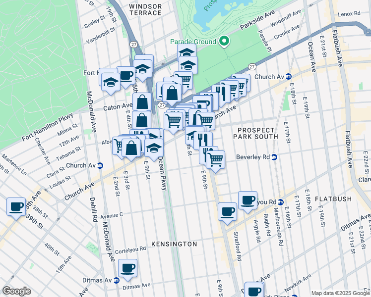 map of restaurants, bars, coffee shops, grocery stores, and more near in Brooklyn