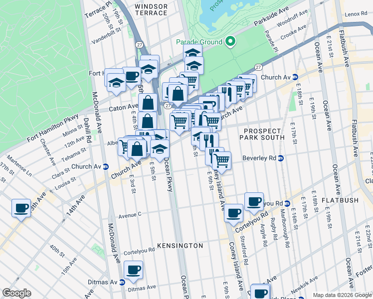 map of restaurants, bars, coffee shops, grocery stores, and more near in Brooklyn
