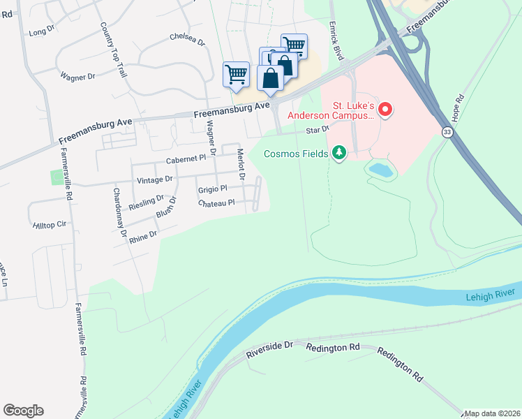 map of restaurants, bars, coffee shops, grocery stores, and more near 1796 Merlot Drive in Easton