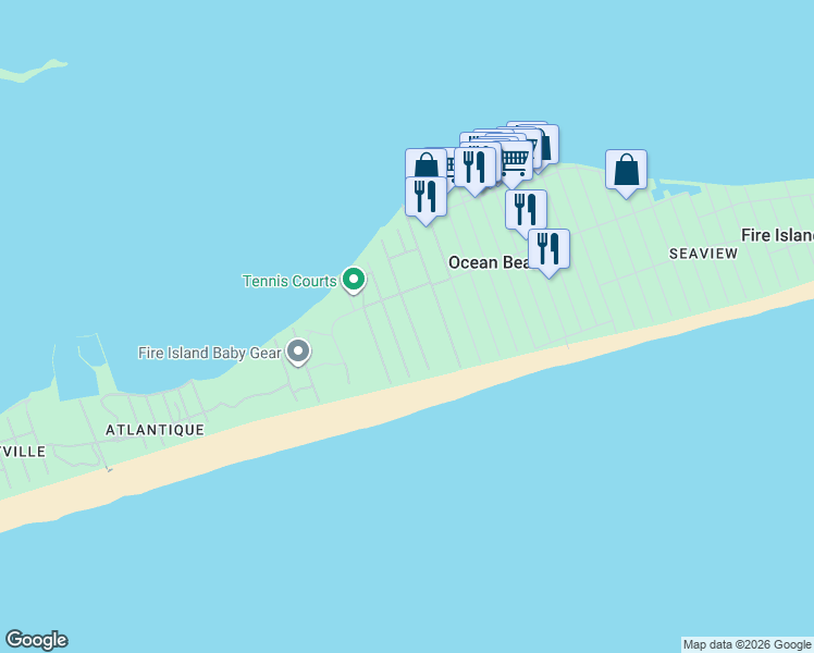 map of restaurants, bars, coffee shops, grocery stores, and more near 82 Clipper Way in Ocean Beach