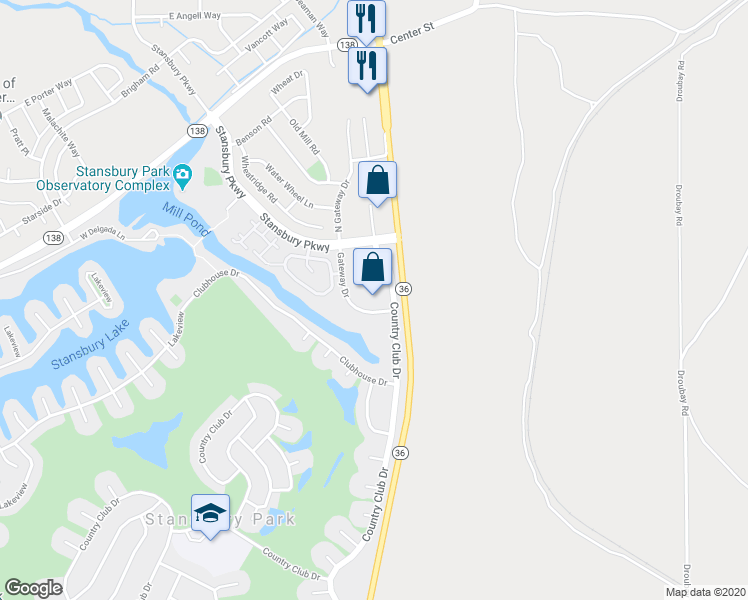map of restaurants, bars, coffee shops, grocery stores, and more near 220 Millpond in Stansbury Park