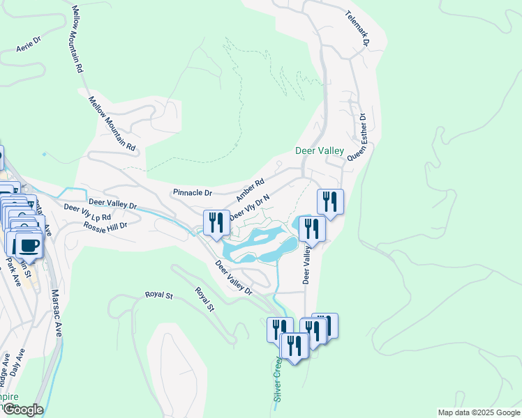 map of restaurants, bars, coffee shops, grocery stores, and more near 1582 Deer Valley Drive in Park City