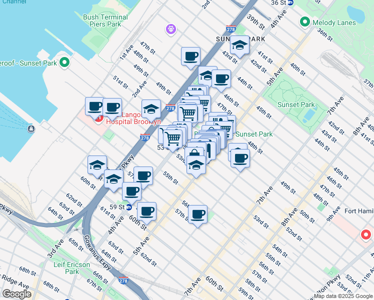 map of restaurants, bars, coffee shops, grocery stores, and more near in Brooklyn