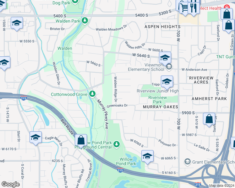 map of restaurants, bars, coffee shops, grocery stores, and more near 953 Bloomsbury Cove in Salt Lake City