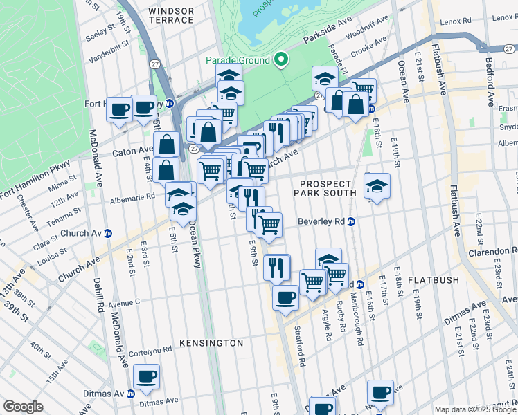 map of restaurants, bars, coffee shops, grocery stores, and more near 63 Turner Place in Brooklyn