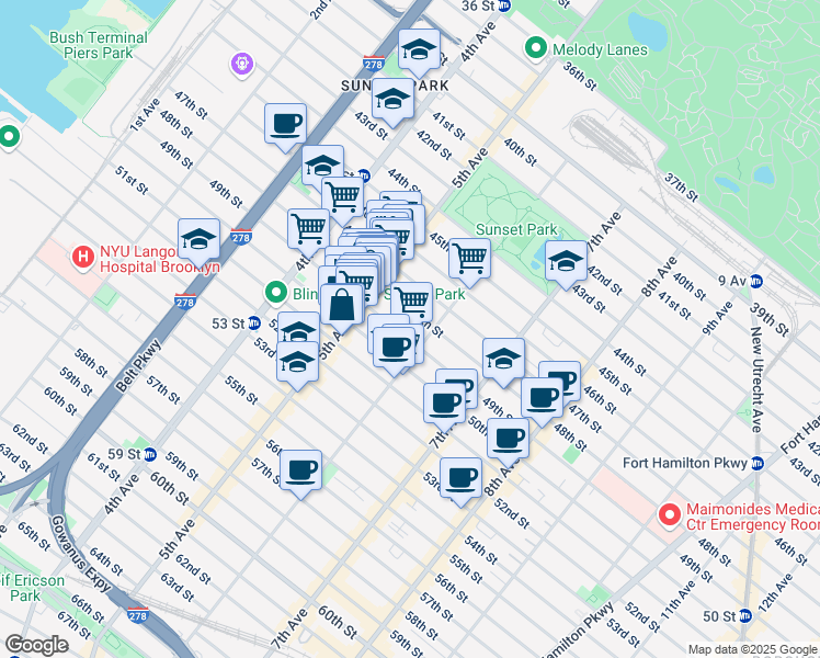 map of restaurants, bars, coffee shops, grocery stores, and more near 534 48th Street in Brooklyn