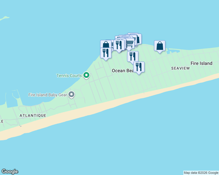 map of restaurants, bars, coffee shops, grocery stores, and more near 75 Surf Road in Ocean Beach