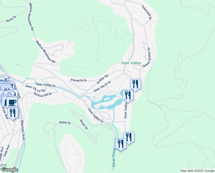 map of restaurants, bars, coffee shops, grocery stores, and more near 1582 Deer Valley Drive in Park City