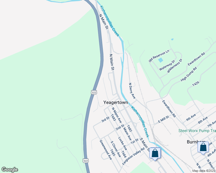map of restaurants, bars, coffee shops, grocery stores, and more near 215 North Mann Avenue Extension in Yeagertown