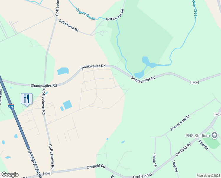map of restaurants, bars, coffee shops, grocery stores, and more near 3718 Shankweiler Road in Allentown