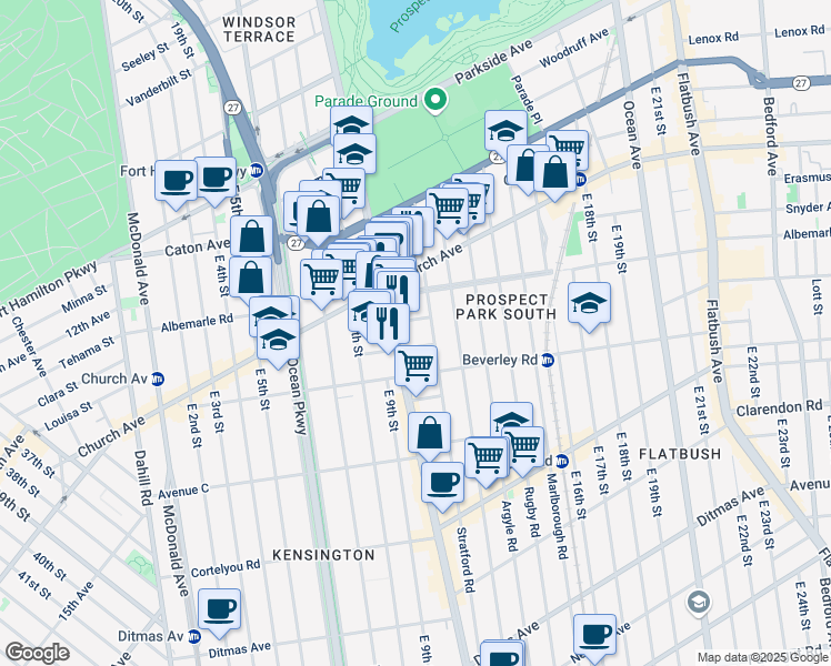 map of restaurants, bars, coffee shops, grocery stores, and more near 63 Turner Place in Brooklyn