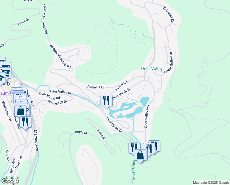 map of restaurants, bars, coffee shops, grocery stores, and more near 1428 Amber Road in Park City