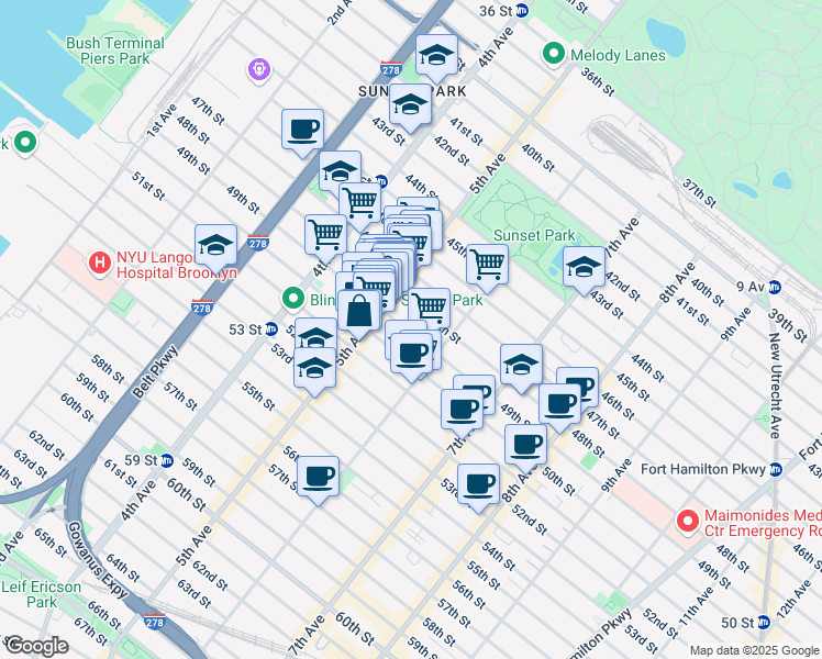 map of restaurants, bars, coffee shops, grocery stores, and more near 534 48th Street in Brooklyn