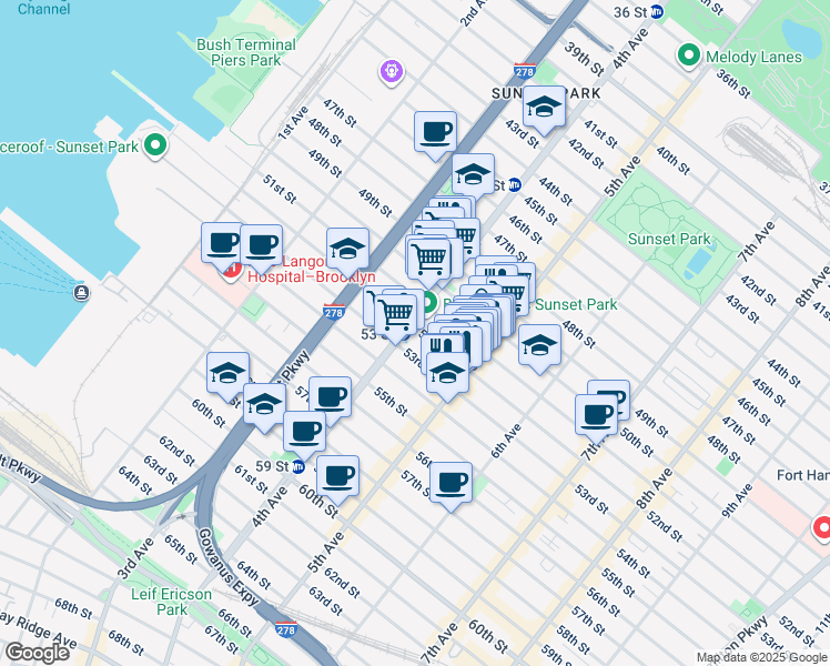 map of restaurants, bars, coffee shops, grocery stores, and more near in Brooklyn