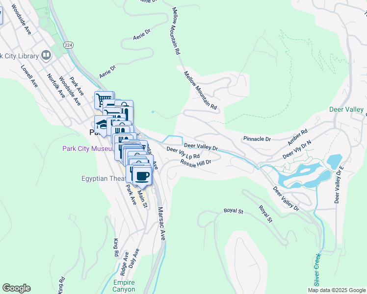 map of restaurants, bars, coffee shops, grocery stores, and more near 552 Deer Valley Drive in Park City