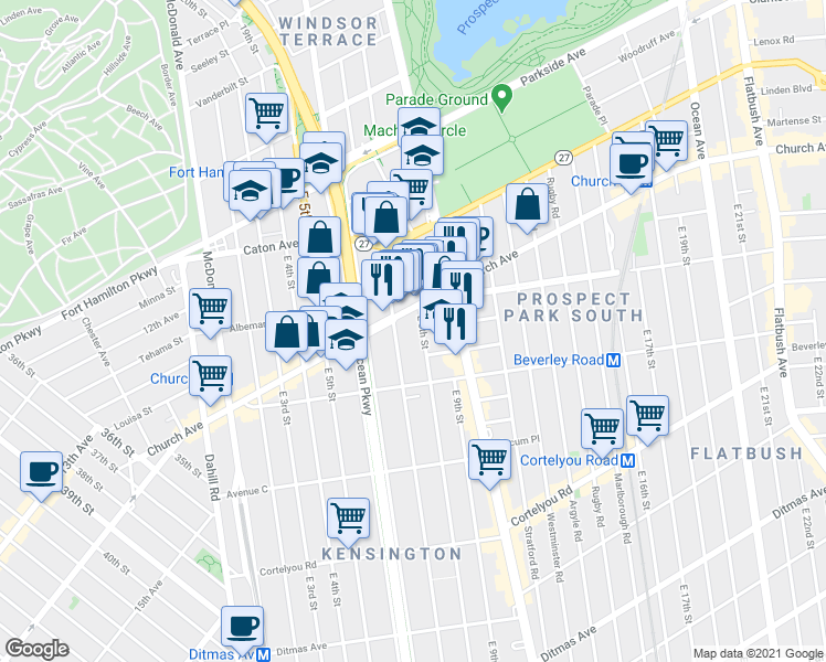 map of restaurants, bars, coffee shops, grocery stores, and more near in Brooklyn