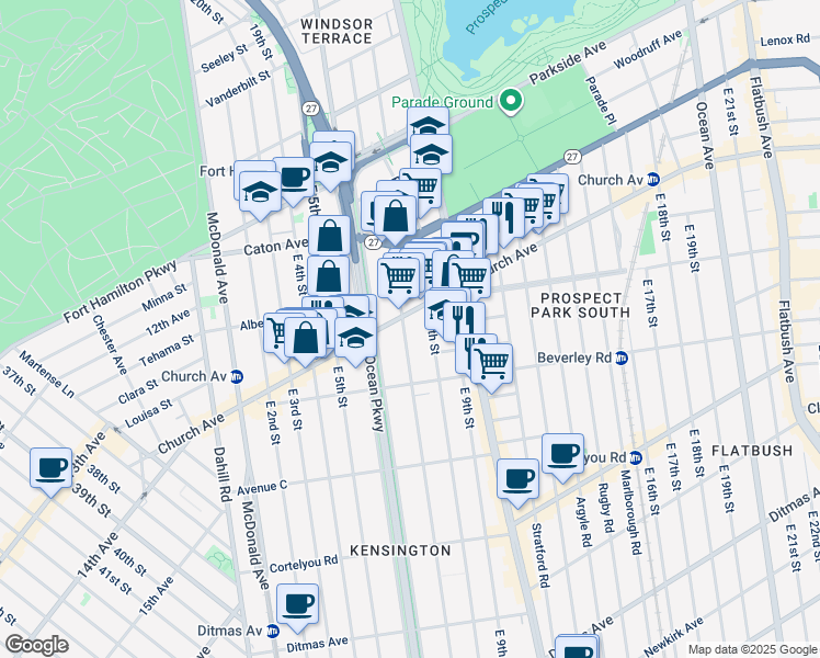 map of restaurants, bars, coffee shops, grocery stores, and more near in Brooklyn