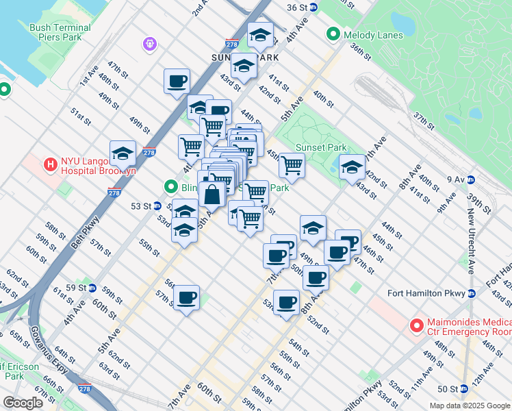 map of restaurants, bars, coffee shops, grocery stores, and more near 534 48th Street in Brooklyn