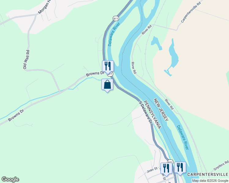 map of restaurants, bars, coffee shops, grocery stores, and more near 90 Browns Drive in Easton