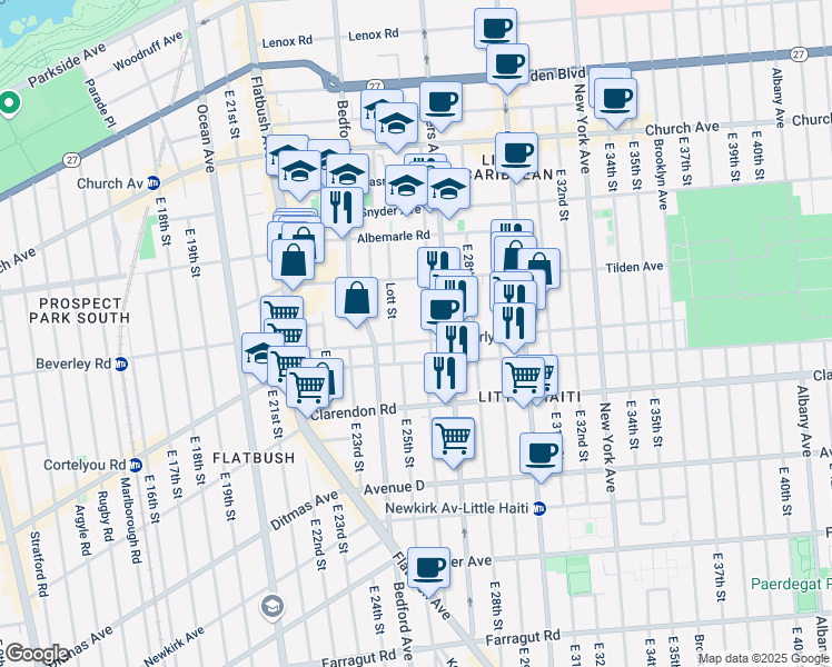 map of restaurants, bars, coffee shops, grocery stores, and more near 194 Veronica Place in Brooklyn