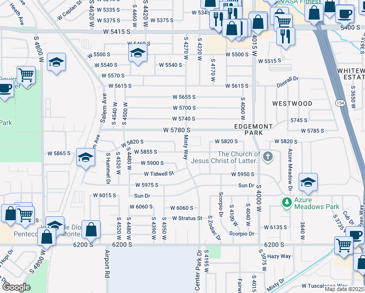 map of restaurants, bars, coffee shops, grocery stores, and more near 5836 South 4270 West in Kearns