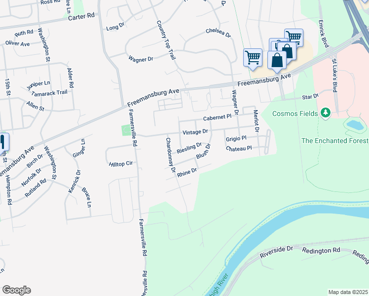 map of restaurants, bars, coffee shops, grocery stores, and more near 1797 Riesling Drive in Easton