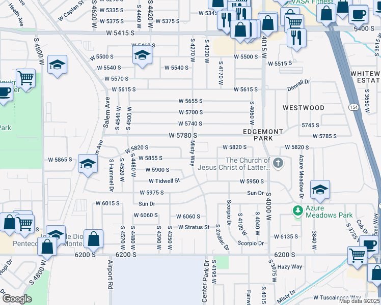 map of restaurants, bars, coffee shops, grocery stores, and more near 5836 South 4270 West in Kearns