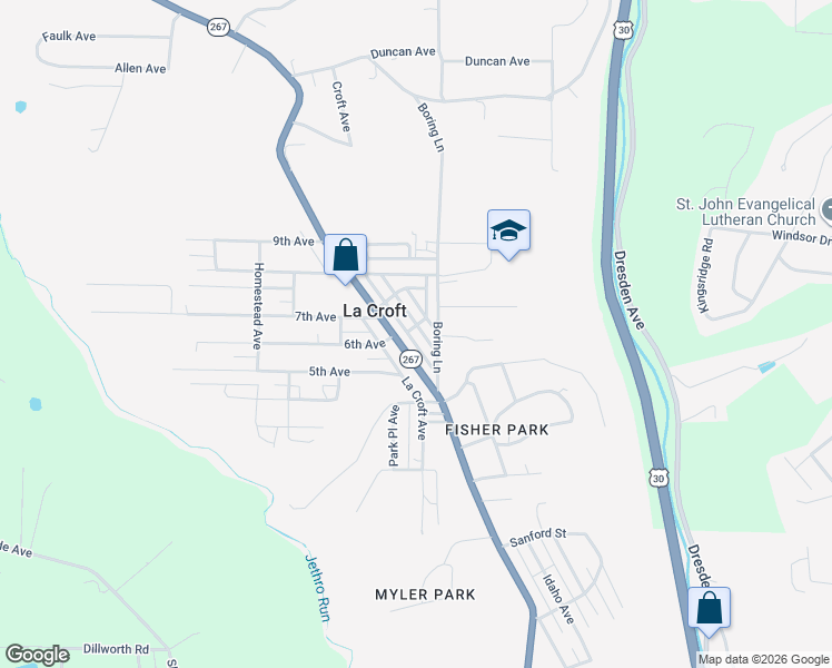 map of restaurants, bars, coffee shops, grocery stores, and more near 2214 Sherwood Avenue in East Liverpool