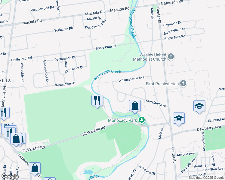 map of restaurants, bars, coffee shops, grocery stores, and more near 267 Moreland Avenue in Bethlehem