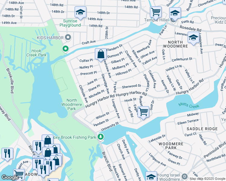 map of restaurants, bars, coffee shops, grocery stores, and more near 834 Glenridge Avenue in Valley Stream