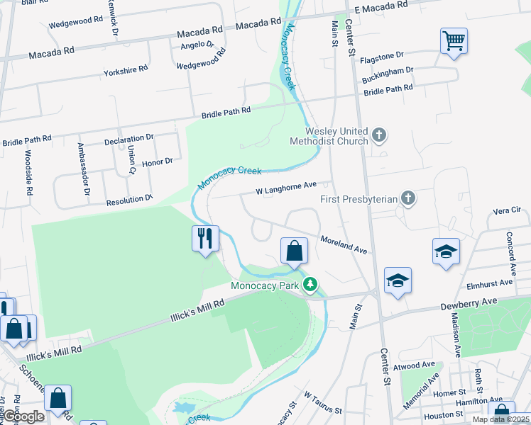 map of restaurants, bars, coffee shops, grocery stores, and more near 238 Moreland Ave in Bethlehem