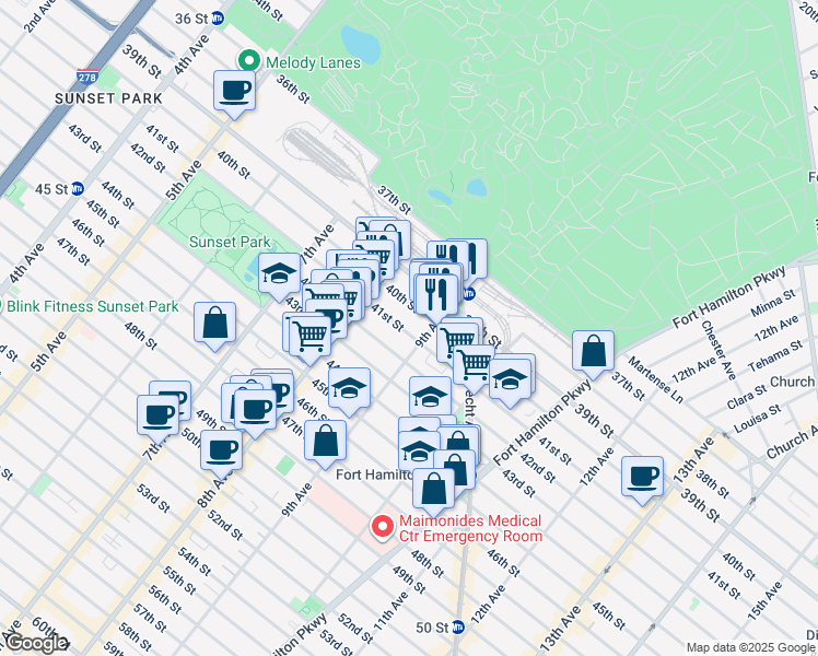 map of restaurants, bars, coffee shops, grocery stores, and more near in Brooklyn